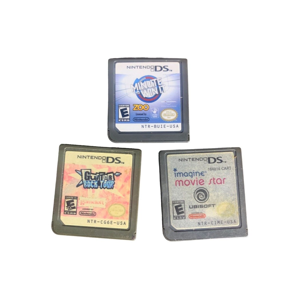 Nintendo DS Lot of 3 Games Minute To Win It-Guitar Rock Tour-Imagine Movie Star